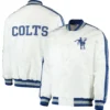 Indianapolis Colts The Offensive Team III Satin Varsity White Jacket - Image 3