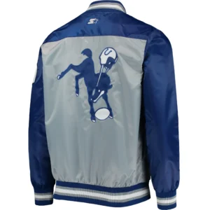 Alternative view of Indianapolis Colts Starter The Tradition II Team Satin Varsity Jacket Gray & Blue