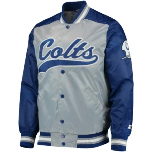 Indianapolis Colts Starter The Tradition II Team Satin Varsity Jacket Gray & Blue