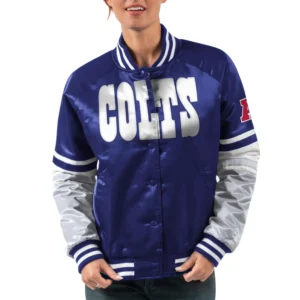 Alternative view of Indianapolis Colts Starter Victory Cheer Satin Varsity Jacket