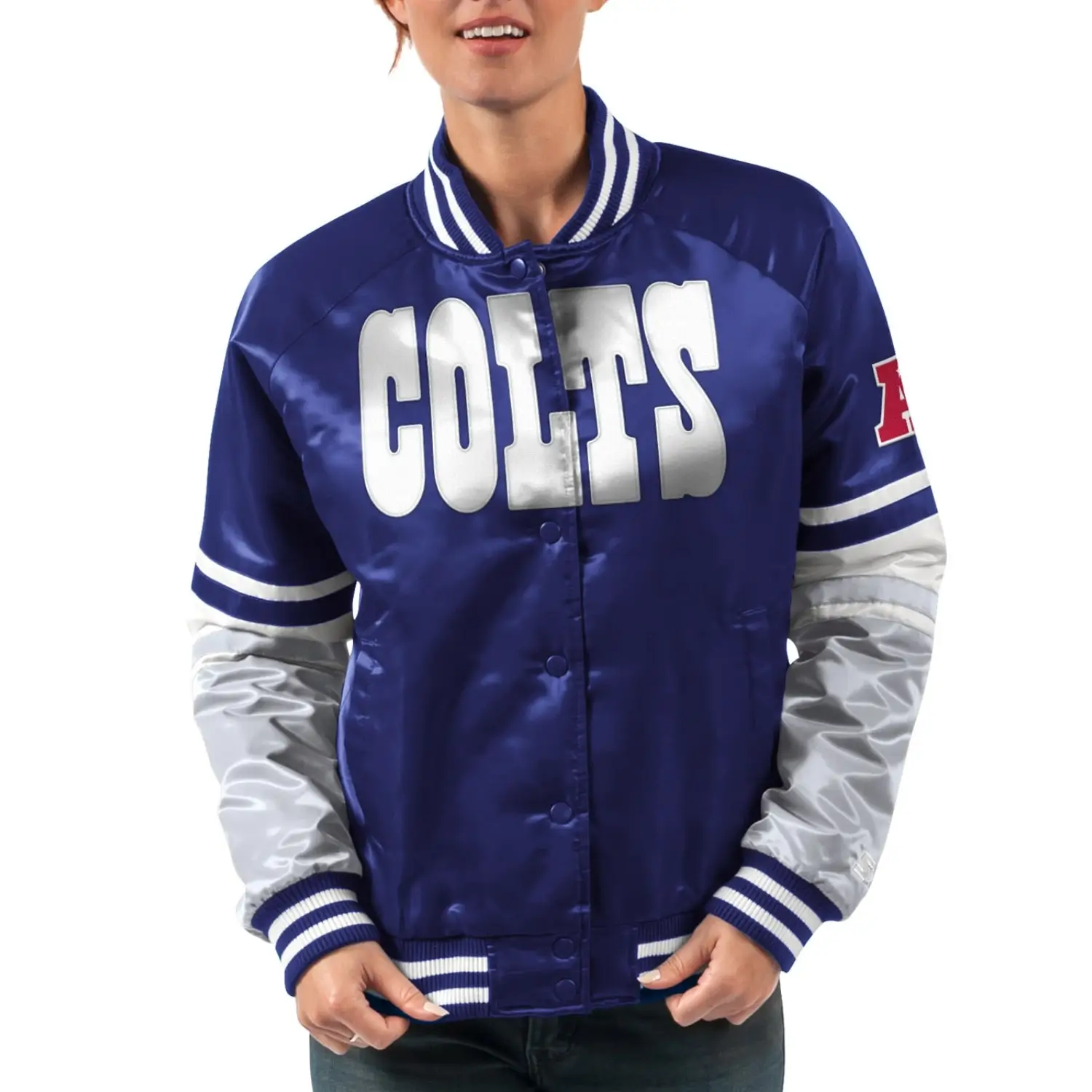 Indianapolis Colts Starter Victory Cheer Satin Varsity Jacket - Image 2