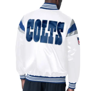 Alternative view of Indianapolis Colts Starter Vintage Full-Snap Satin Varsity White Jacket
