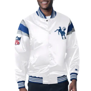 Indianapolis Colts Starter Vintage Full-Snap Satin Varsity White Jacket