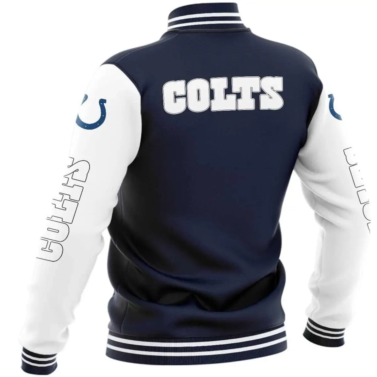 Indianapolis Colts Vintage Bomber Team players Satin Varsity Jacket - Image 2