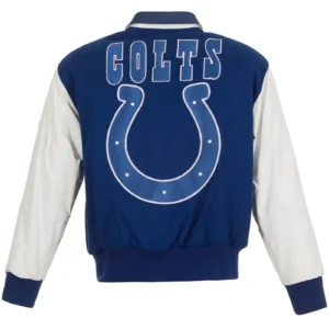 Alternative view of Indianapolis Colts Vintage Jeff Hamilton Wool & Leather Varsity Jacket