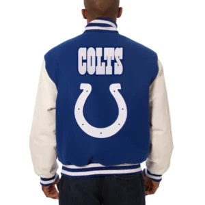 Alternative view of Indianapolis Colts Two Tone Wool & Leather Varsity Jacket Blue & White