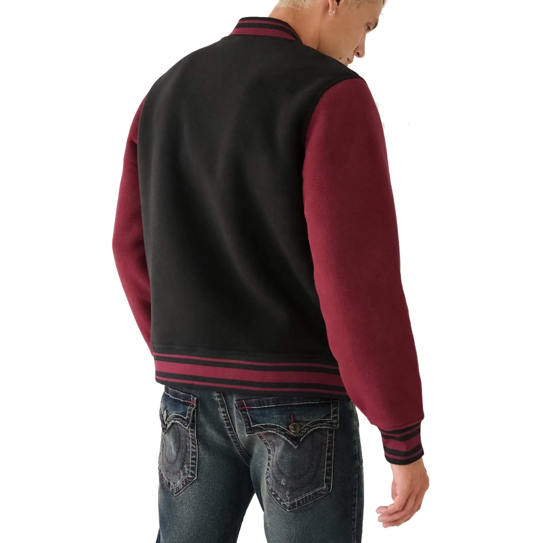 Indianapolis Colts Wool Varsity Jacket Burgundy & Black - Image 2