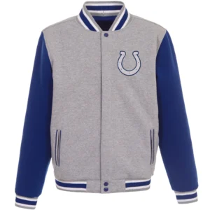 Indianapolis Colts Full Wool Two Tone Varsity Jacket Gray & Blue