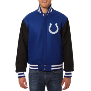 Indianapolis Colts Full Wool Two Tone Varsity Jacket Royal Blue & Black