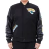 Jacksonville Jaguars Classic Rib Black Wool & Leather Varsity Jacket