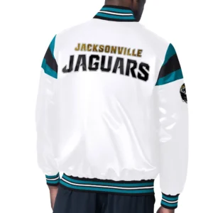 Alternative view of Jacksonville Jaguars Classic Rib Full-Snap Satin Varsity Jacket