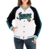 Jacksonville Jaguars Classic Full-Snap Rib New Era Satin Varsity Jacket - Image 2