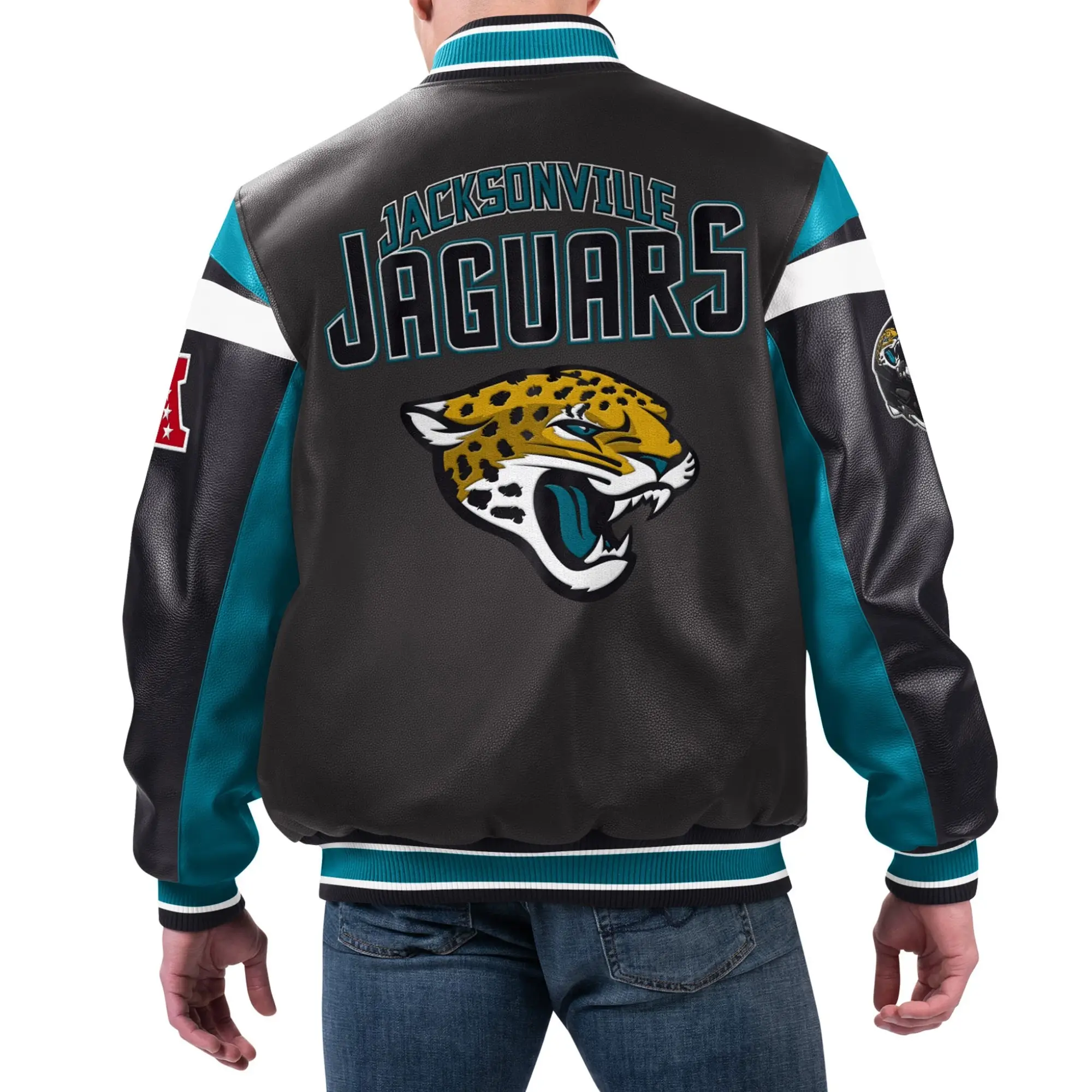 Jacksonville Jaguars G-III Sports by Carl Banks Full-Zip Leather Varsity Jacket - Image 2