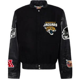 Jacksonville Jaguars Jeff Hamilton Black Wool & Leather Varsity Jacket