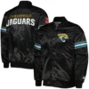 Jacksonville Jaguars Starter Black The Pick and Roll Full-Snap Satin Varsity Jacket - Image 3