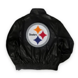 Alternative view of Jeff Hamilton Pittsburgh Steelers Black Full Leather Jacket