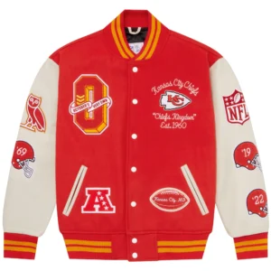 Kansas City Chiefs Full-Snap OVO Wool & Leather Varsity Jacket
