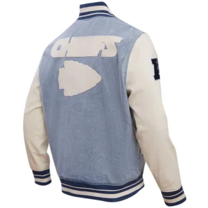 Alternative view of Kansas City Chiefs Pro Standard Blues Denim & Leather Full-Snap Varsity Jacket