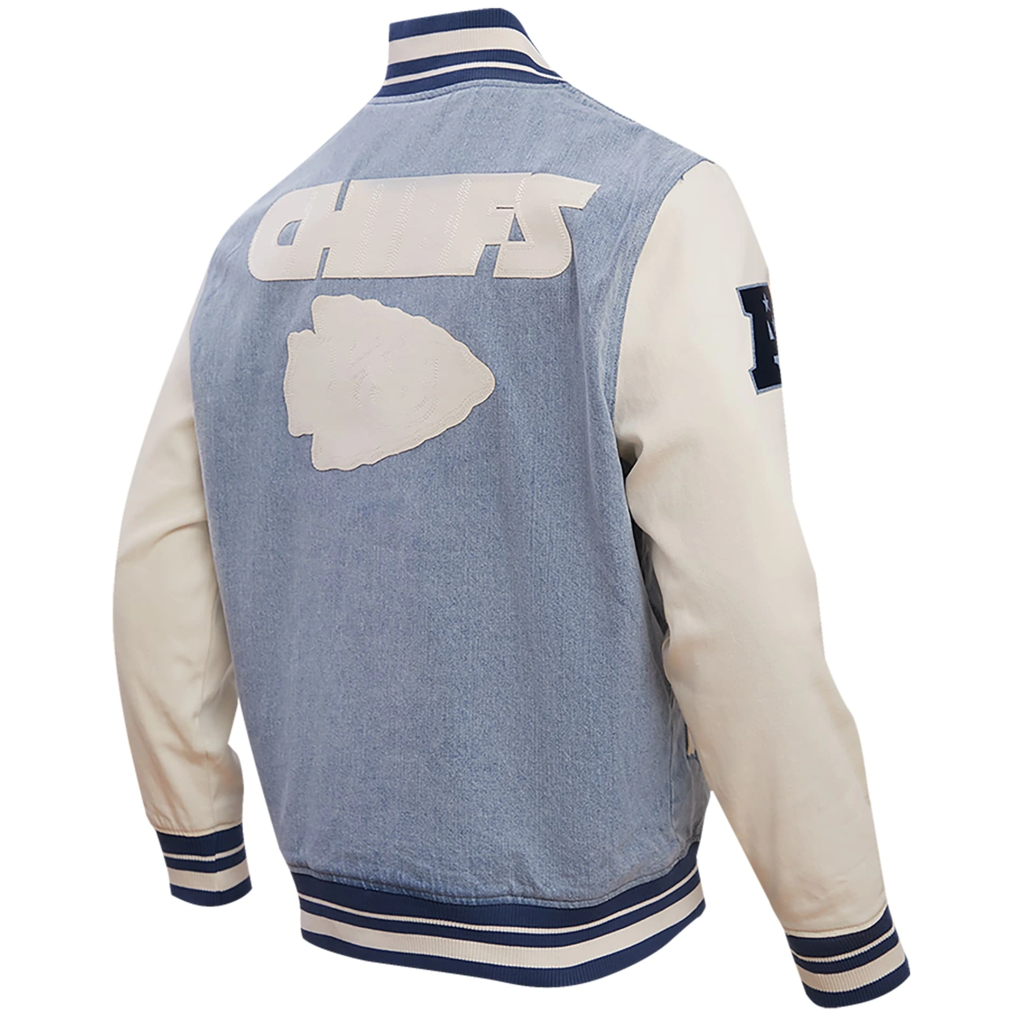 Kansas City Chiefs Pro Standard Blues Denim & Leather Full-Snap Varsity Jacket - Image 2