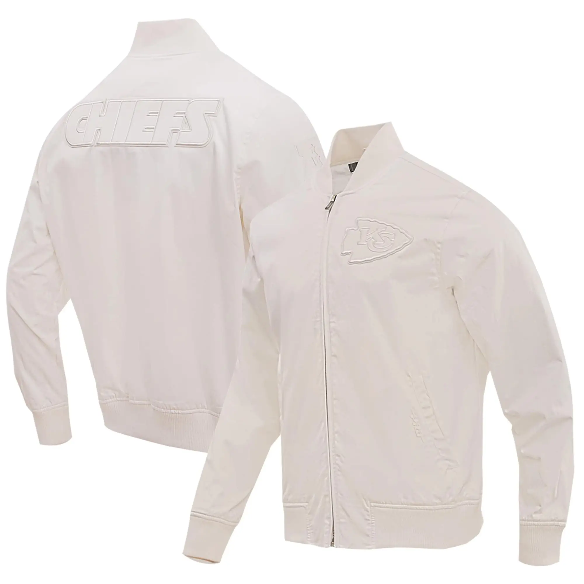 Kansas City Chiefs Pro Standard Neutral Full-Zip Satin Varsity Jacket - Image 3