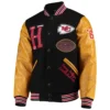 Kansas City Chiefs Tommy Hilfiger Heritage Full-Snap Black & Tan Varsity Jacket
