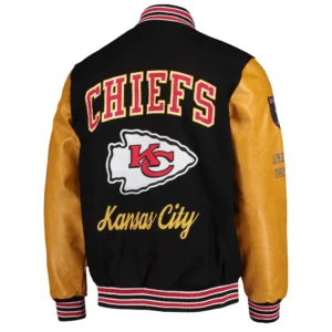 Alternative view of Kansas City Chiefs Tommy Hilfiger Heritage Full-Snap Black & Tan Varsity Jacket