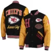 Kansas City Chiefs Tommy Hilfiger Heritage Full-Snap Black & Tan Varsity Jacket - Image 4
