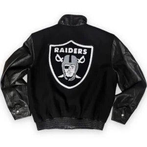 Alternative view of Las Vegas Raiders Letterman Jeff Hamilton Wool & Leather Varsity Jacket