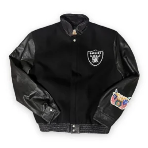 Las Vegas Raiders Letterman Jeff Hamilton Wool & Leather Varsity Jacket