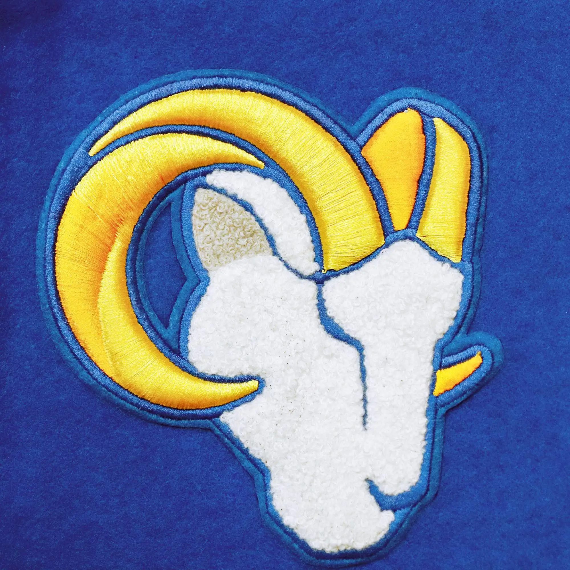Los Angeles Rams Old English Royal & White Varsity Jacket - Image 3