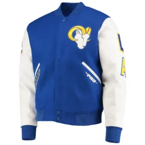 Los Angeles Rams Old English Royal & White Varsity Jacket