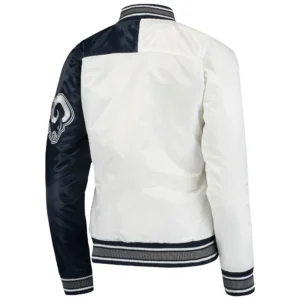 Alternative view of Los Angeles Rams Hometown White & Navy Varsity Jacket