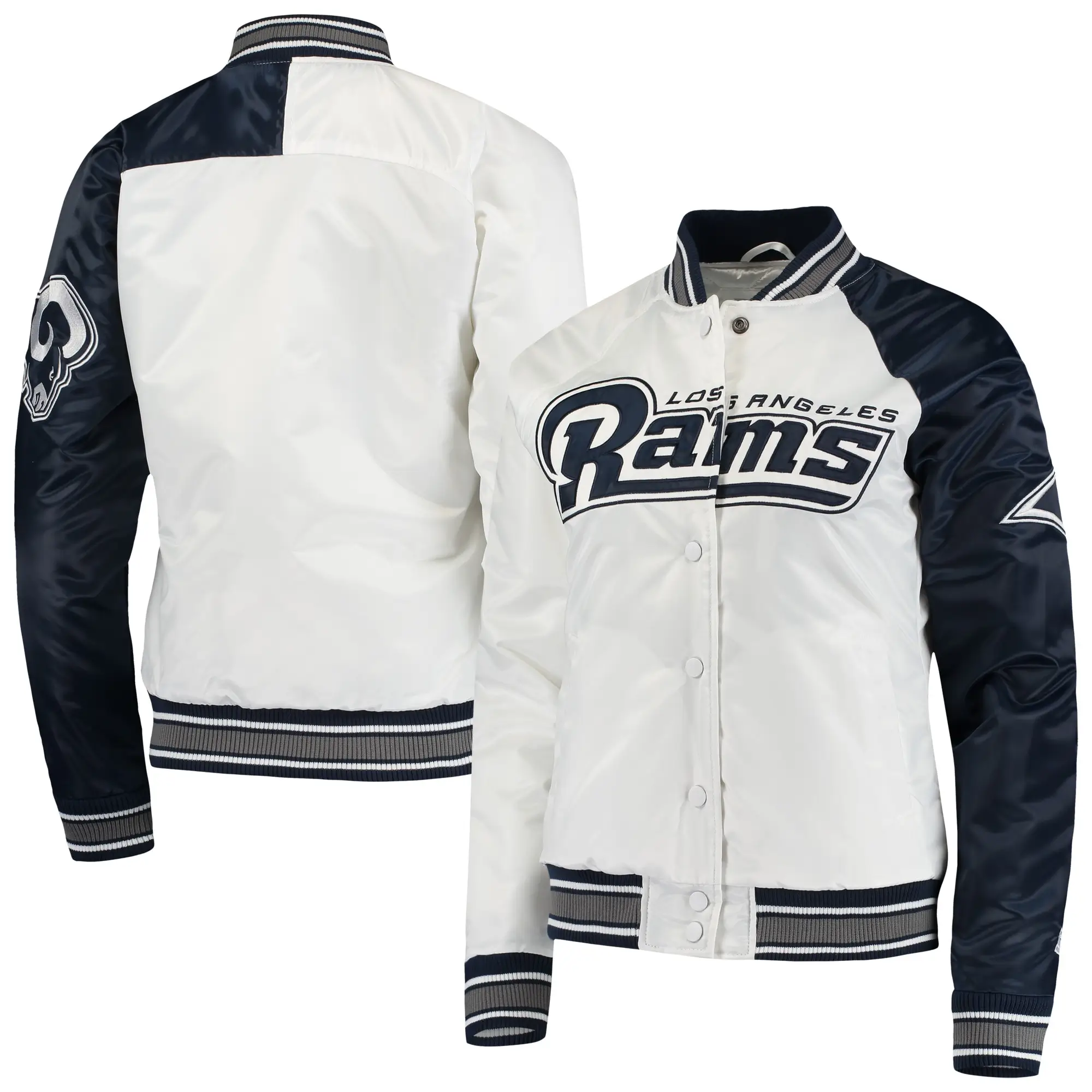 Los Angeles Rams Hometown White & Navy Varsity Jacket - Image 4