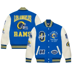 Alternative view of Los Angeles Rams OVO Royal Full-Snap Varsity Jacket