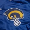 NFL Los Angeles Rams Satin The Pick And Roll Royal Blue Varsity Jacket - Image 3