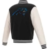 Men's Carolina Panthers Two Tone Wool & Leather Varsity Jacket - Image 2