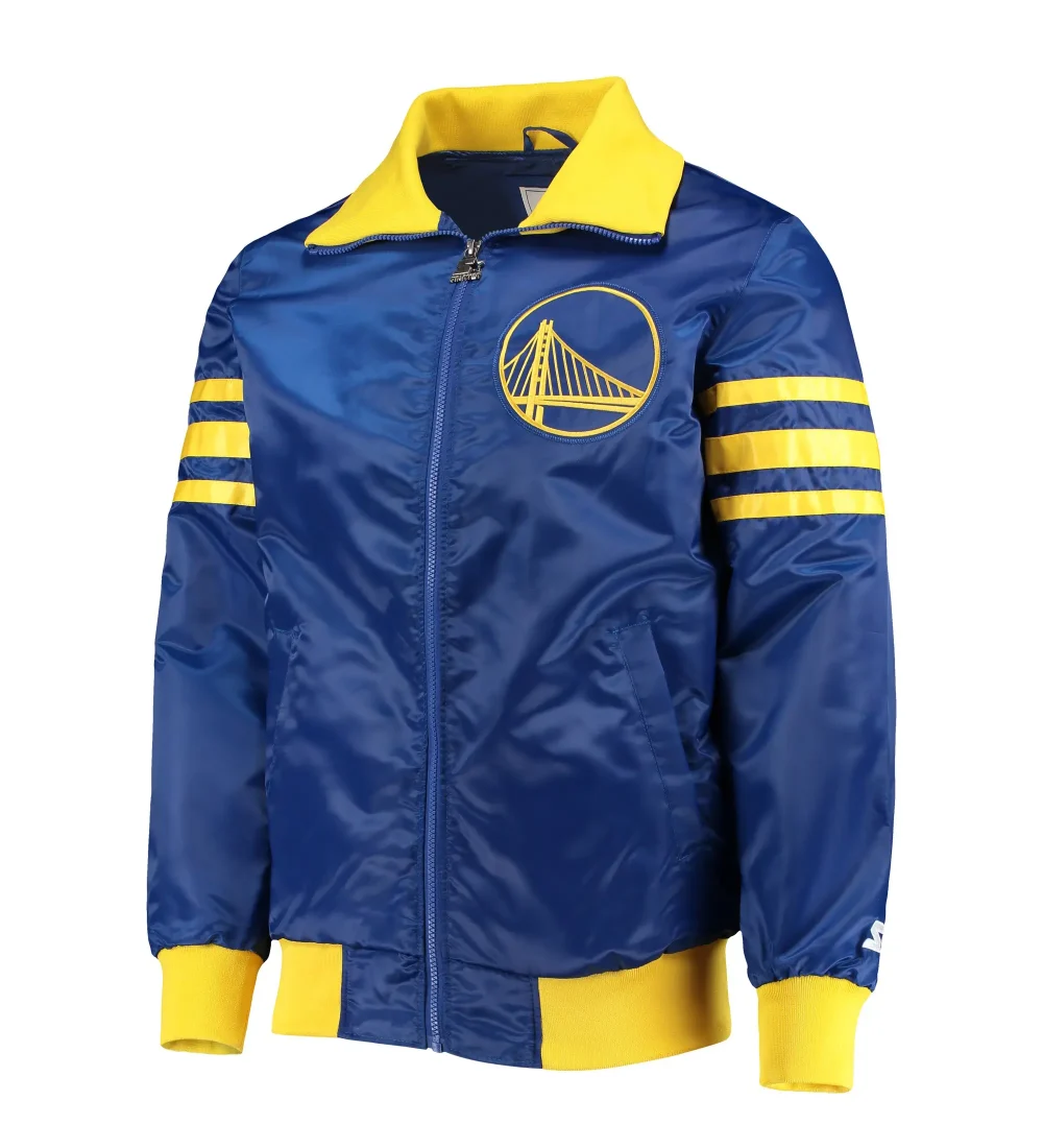 Golden State Warriors The Captain II Blue Satin Varsity Jacket