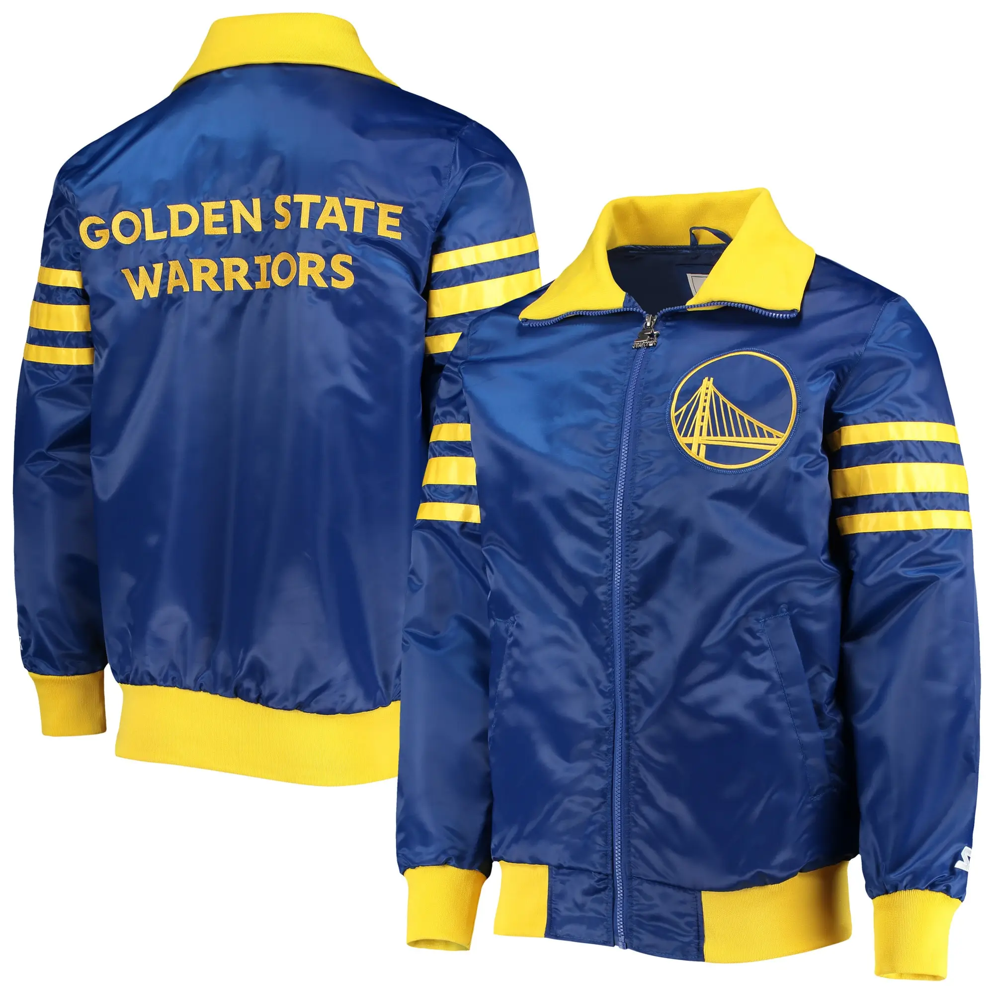 Golden State Warriors The Captain II Blue Satin Varsity Jacket