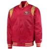 Men's San Francisco 49ers Prime Time Starter Twill Full-Snap Red/Gold Satin Varsity Jacket