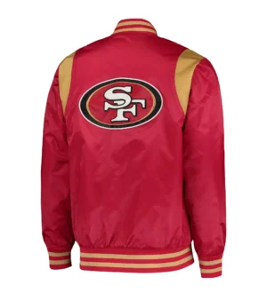 Alternative view of Men's San Francisco 49ers Prime Time Starter Twill Full-Snap Red/Gold Satin Varsity Jacket
