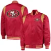 Men's San Francisco 49ers Prime Time Starter Twill Full-Snap Red/Gold Satin Varsity Jacket - Image 4