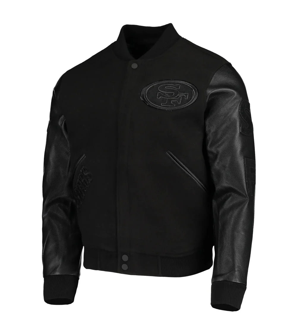 San Francisco 49ers Pro Standard Triple Black Varsity Jacket
