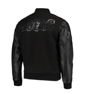 Alternative view of San Francisco 49ers Pro Standard Triple Black Varsity Jacket