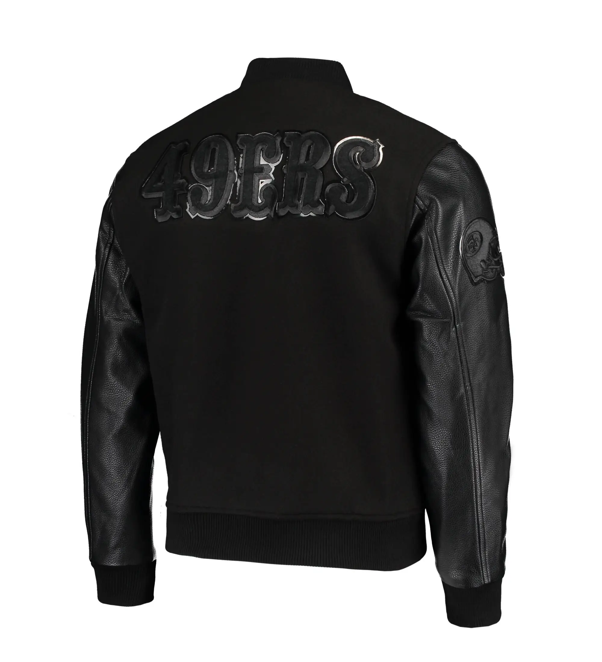 San Francisco 49ers Pro Standard Triple Black Varsity Jacket - Image 2