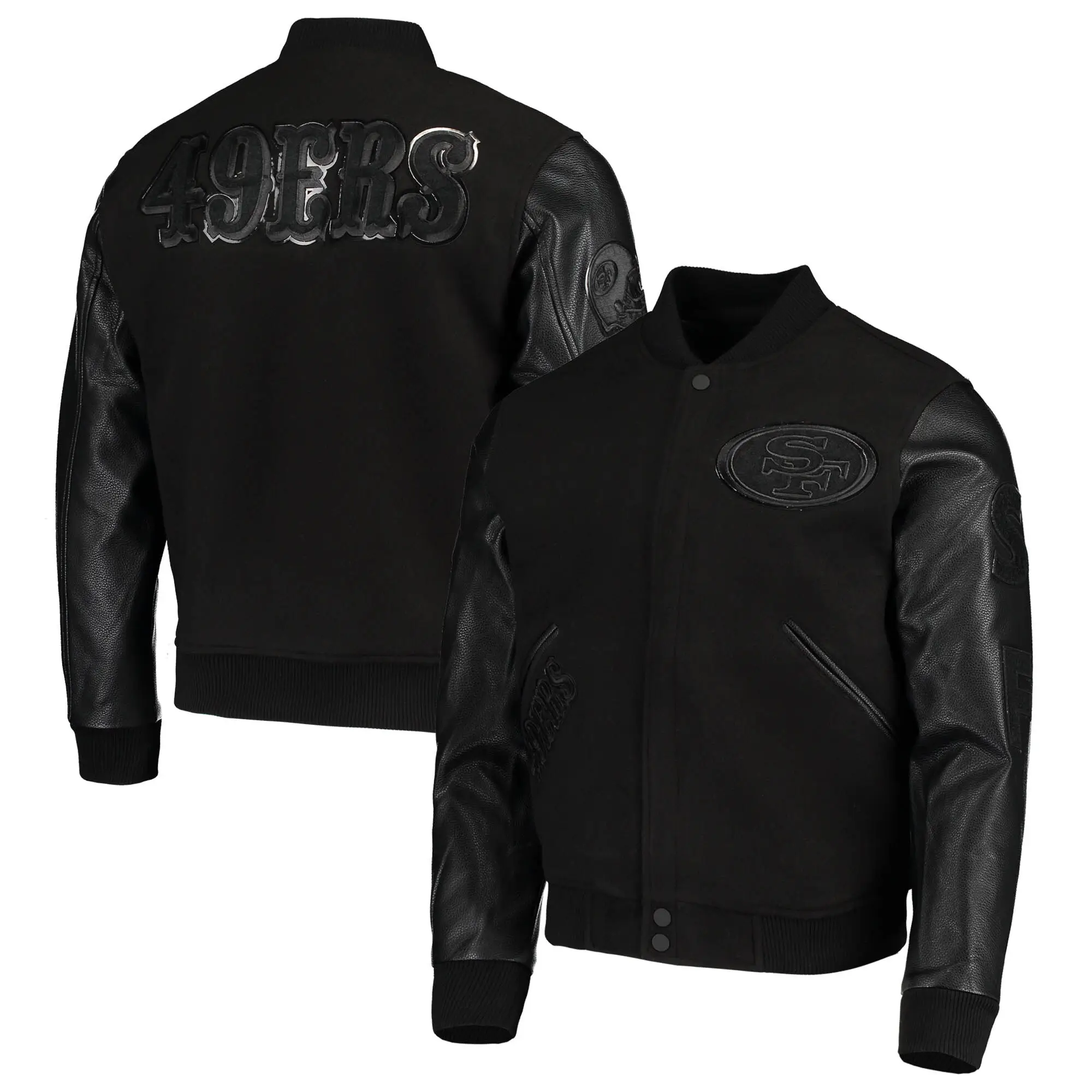 San Francisco 49ers Pro Standard Triple Black Varsity Jacket - Image 6