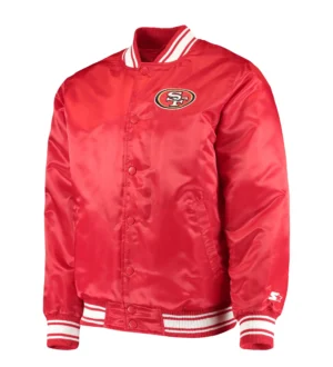 Men's San Francisco 49ers Starter Locker room Full-Snap Red Satin Varsity Jacket