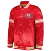 Men's San Francisco 49ers Starter Red Midfield Satin Full-Snap Varsity Jacket