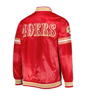 Alternative view of Men's San Francisco 49ers Starter Red Midfield Satin Full-Snap Varsity Jacket