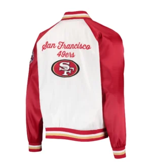 Alternative view of Men's San Francisco 49ers Lead Off Tommy Hilfiger White/Red The Varsity Raglan Full-Snap Jacket