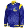 Golden State Warriors Force Play Royal Blue Satin Varsity Jacket